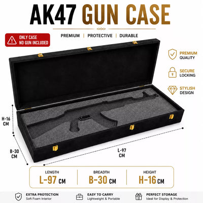 Premium AK-47 Wooden Velvet Display & Storage Briefcase (Only Case, Without Gun)