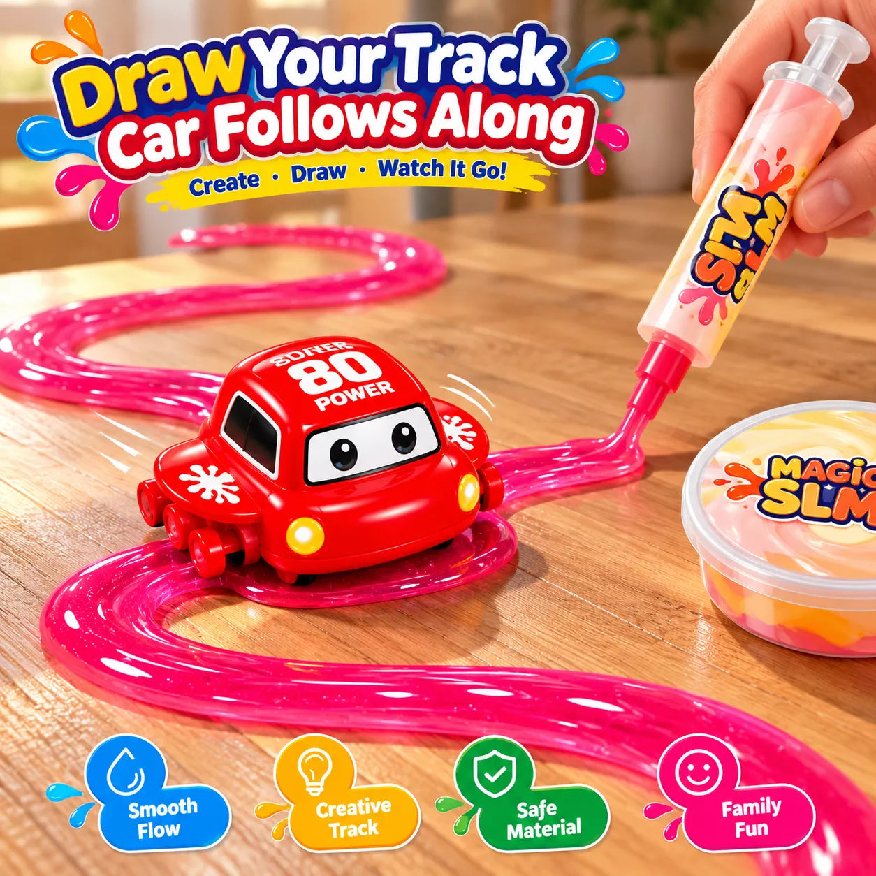 Slime Jelly Follow Car | DIY Slime Track Racing Car Toy for Kids | Colour May Vary