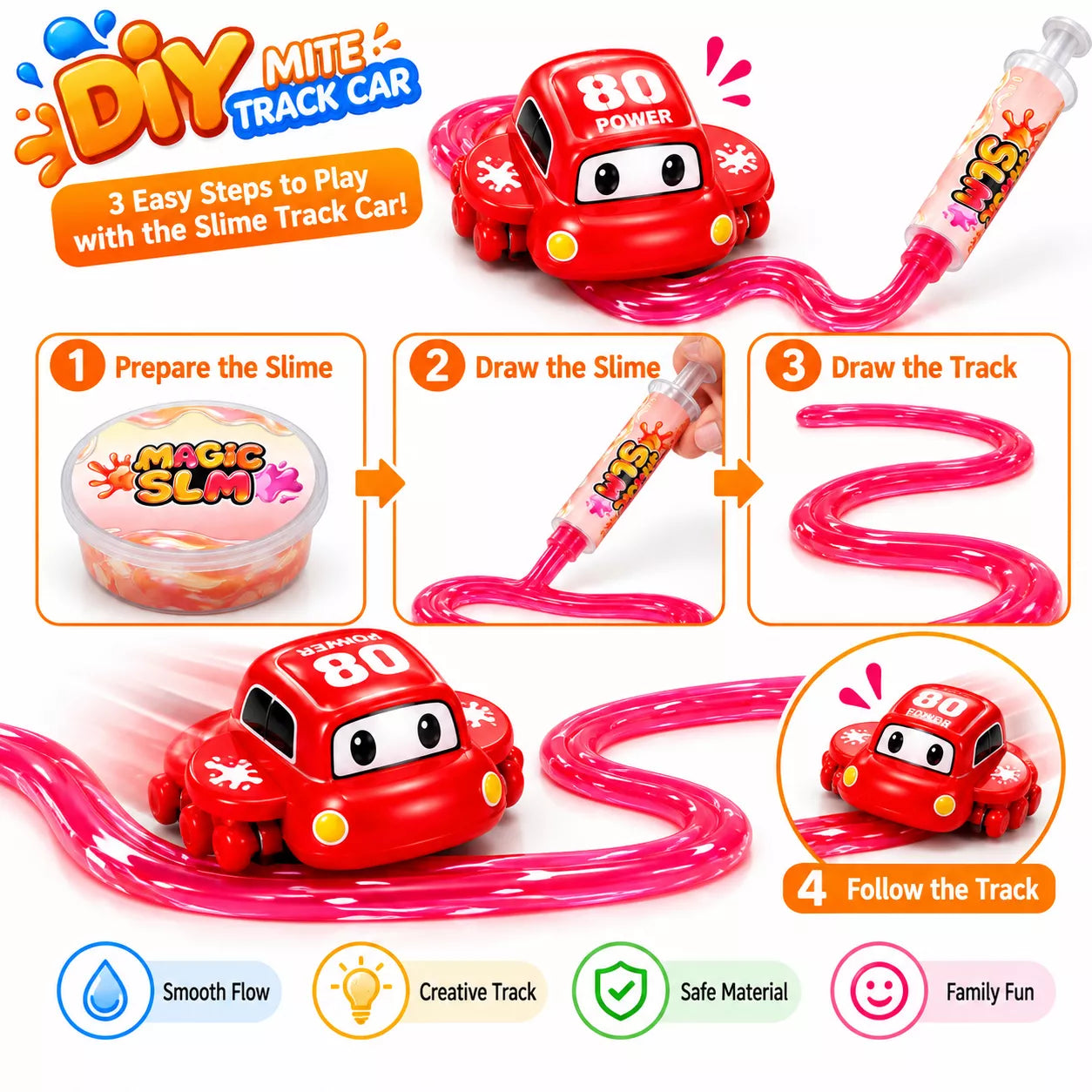 Slime Jelly Follow Car | DIY Slime Track Racing Car Toy for Kids | Colour May Vary