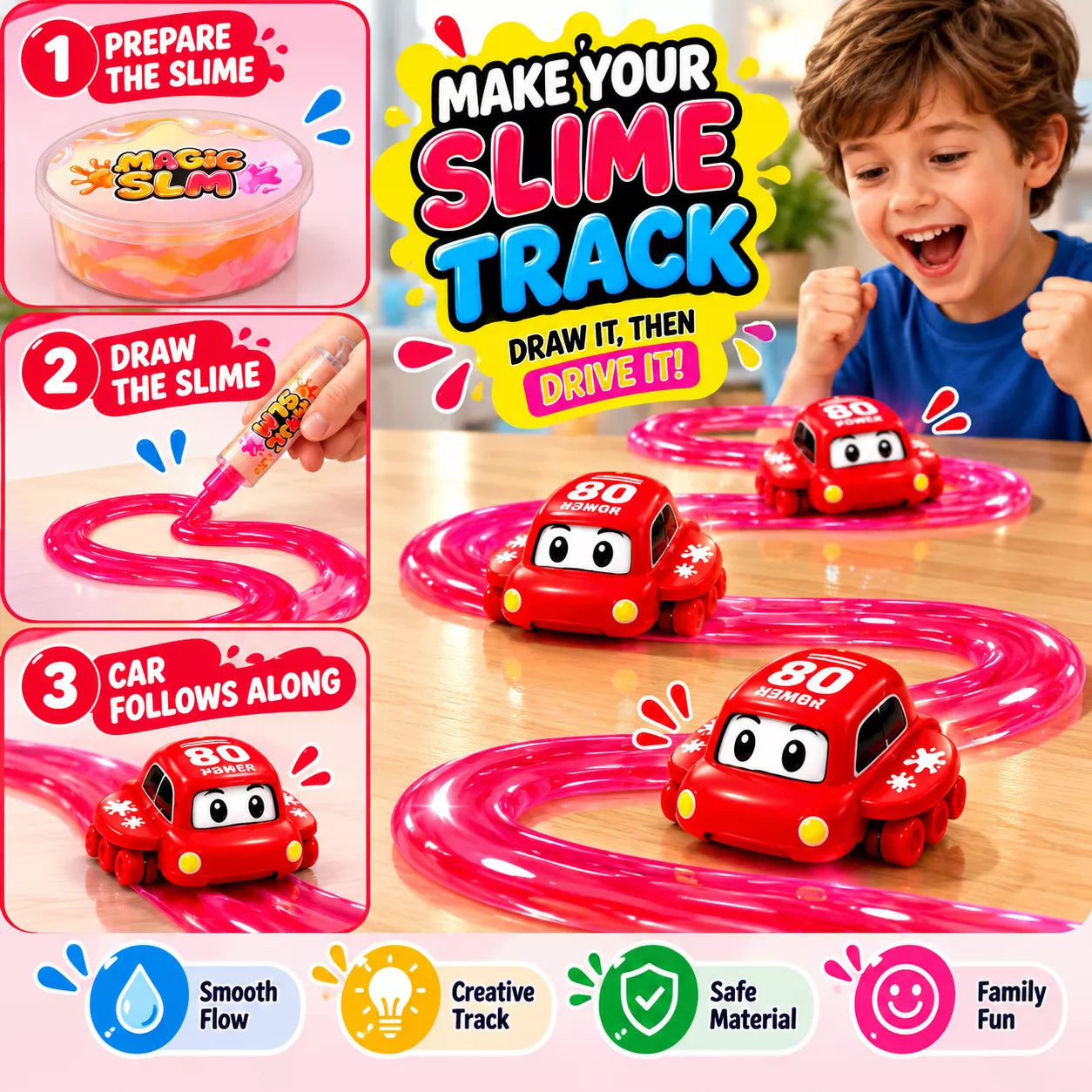Slime Jelly Follow Car | DIY Slime Track Racing Car Toy for Kids | Colour May Vary