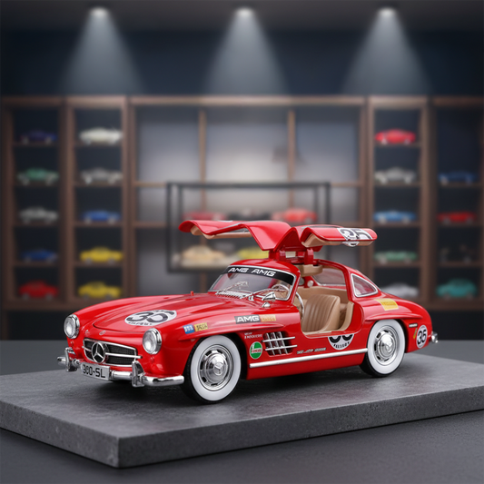 FEXXA 1:24 Scale MER-CEDES Ben-Z 300SL Die-Cast Metal Car Sport Car Openable Doors Light and Sound, Pull Back Function Indoor Outdoor